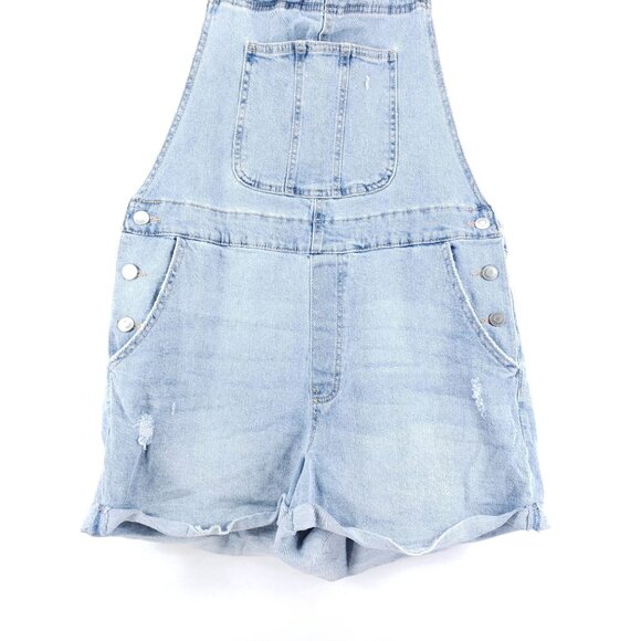No Boundaries Womens XL Light Wash Denim Shortalls With Pocket Details - Picture 5 of 9